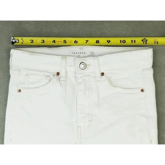 Topshop 25X26 Jamie Women's White Denim Jeans Tan Stitch Accent - Picture 2 of 10